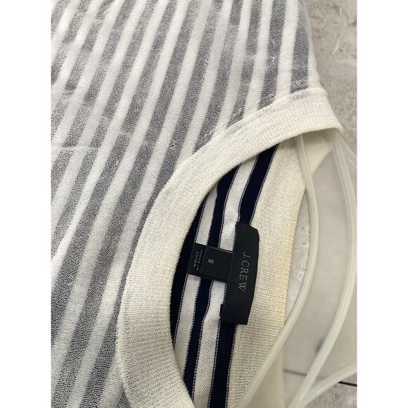 J Crew Shadow Stripe Sweater Mesh Overlay Size Small Long Sleeve - Picture 3 of 5